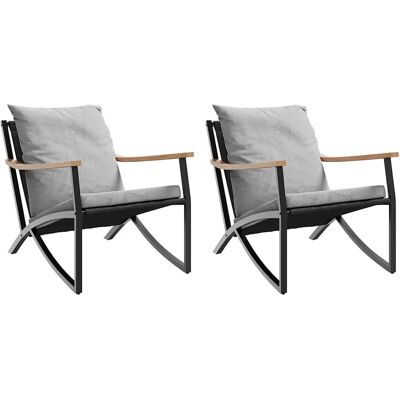 vidaXL Gartensessel mit Kissen - 2 Stück Schwarz Stahl vidaXL Gartensessel mit Kissen - 2 Stück Schwarz Stahl