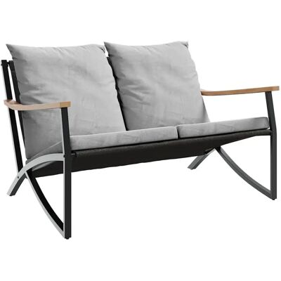vidaXL Gartentisch mit Kissen 120 cm Schwarz Stahl vidaXL Gartentisch mit Kissen 120 cm Schwarz Stahl
