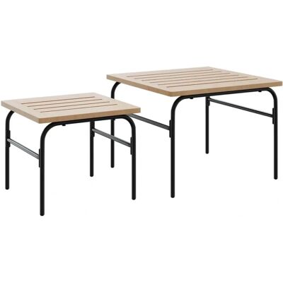 vidaXL Gartennest aus Couchtischen - 2 Stück - Braun & Schwarz Stahl vidaXL Gartennest aus Couchtischen - 2 Stück - Braun & Schwarz Stahl