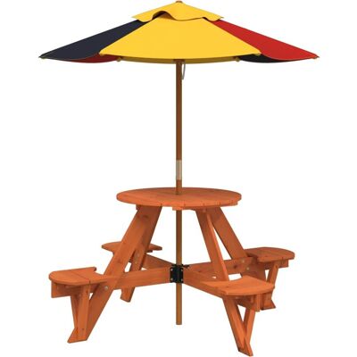 vidaXL Gartentisch 120x57cm Mehrfarbig für Kinder mit Sonnenschirm vidaXL Gartentisch 120x57cm Mehrfarbig für Kinder mit Sonnenschirm