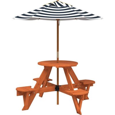 vidaXL Outdoor Table Blue - Picnic Table for Kids with Umbrella vidaXL Outdoor Table Blue - Picnic Table for Kids with Umbrella