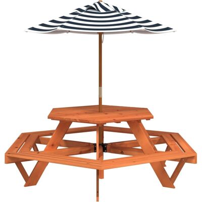 vidaXL Gartentisch - Kinder Sechseck mit Sonnenschirm - 6 Plätze vidaXL Gartentisch - Kinder Sechseck mit Sonnenschirm - 6 Plätze
