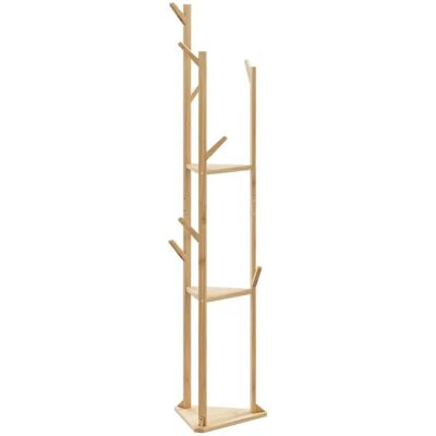 vidaXL Bambus Kleiderständer mit Haken und Regalen - Kleiderständer vidaXL Bambus Kleiderständer mit Haken und Regalen - Kleiderständer