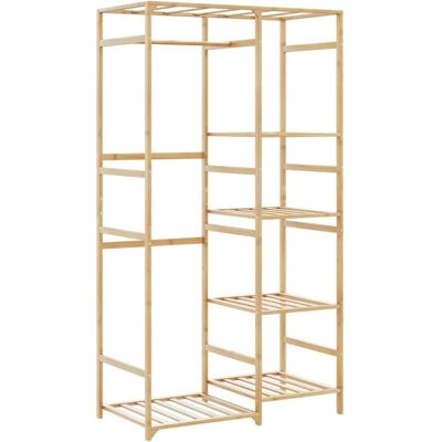 vidaXL Tøjstativ med Hylder 100x50x184,5 cm Bambus Brun - Clothes Rack vidaXL Tøjstativ med Hylder 100x50x184,5 cm Bambus Brun - Clothes Rack