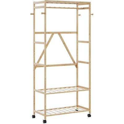 vidaXL Kleiderständer mit Ablagen und Rädern - 90x40x179,5 cm Bambus Braun vidaXL Kleiderständer mit Ablagen und Rädern - 90x40x179,5 cm Bambus Braun