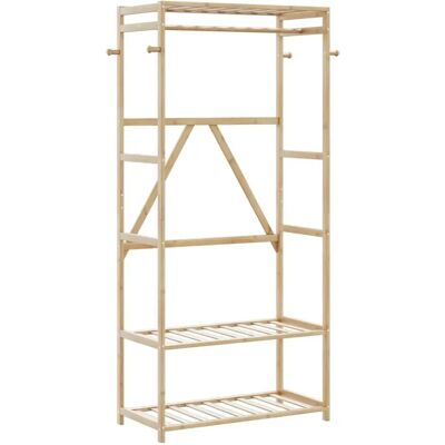vidaXL Tøjstativ med hylder - 80 cm - Tøjstativ - Bambu Brun vidaXL Tøjstativ med hylder - 80 cm - Tøjstativ - Bambu Brun