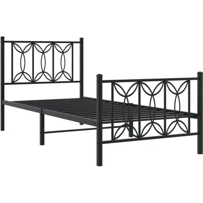 vidaXL Schwarzes Metallbett mit Kopf- und Fußteil - Bettgestell vidaXL Schwarzes Metallbett mit Kopf- und Fußteil - Bettgestell