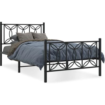 vidaXL Stahlbettgestell - 100x200 cm, Schwarz, mit Kopf- & Fußteil - Bett Typ vidaXL Stahlbettgestell - 100x200 cm, Schwarz, mit Kopf- & Fußteil - Bett Typ