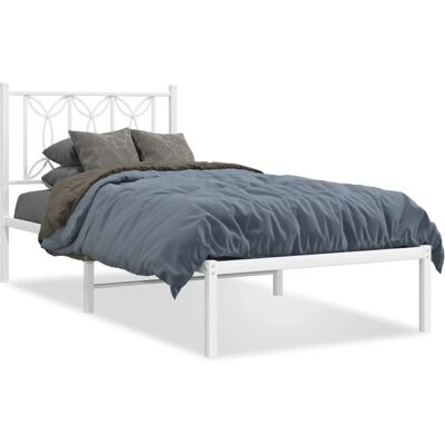 vidaXL Seng 90x200cm Hvid Stål med Hovedgavl - Seng vidaXL Seng 90x200cm Hvid Stål med Hovedgavl - Seng