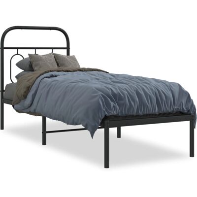 vidaXL Bettgestell Schwarz 90x190 cm mit Kopfteil - Bettgestell vidaXL Bettgestell Schwarz 90x190 cm mit Kopfteil - Bettgestell