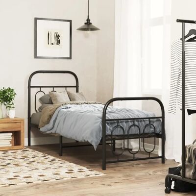 vidaXL Metallsbettgestell mit Kopf- und Fußteil - Schwarz - 75x190 cm - Bettgestell vidaXL Metallsbettgestell mit Kopf- und Fußteil - Schwarz - 75x190 cm - Bettgestell