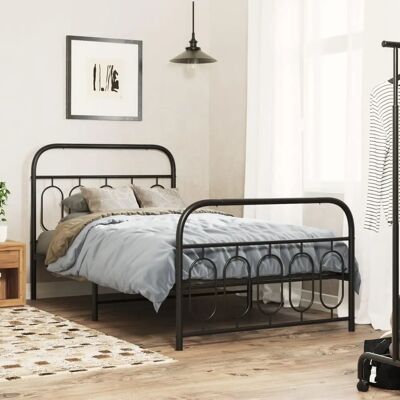 vidaXL Musta metallinen sängynrunko - 100x190 cm pääty- ja jalkapaneelilla vidaXL Musta metallinen sängynrunko - 100x190 cm pääty- ja jalkapaneelilla