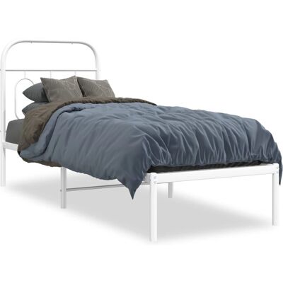 vidaXL Bettgestell - 75x190 cm - Weiß - Stahl - Klassisches Design vidaXL Bettgestell - 75x190 cm - Weiß - Stahl - Klassisches Design