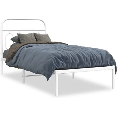 vidaXL Metallbett mit Kopfteil - Bettgestell, 90x200cm, weiß vidaXL Metallbett mit Kopfteil - Bettgestell, 90x200cm, weiß