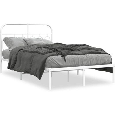 vidaXL Metallbett Weiß 120x200 cm mit Kopfteil - Bettgestell vidaXL Metallbett Weiß 120x200 cm mit Kopfteil - Bettgestell