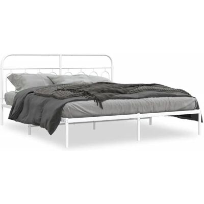 vidaXL Bettgestell 160x200 cm Weiß mit Kopfteil - Bettgestell vidaXL Bettgestell 160x200 cm Weiß mit Kopfteil - Bettgestell