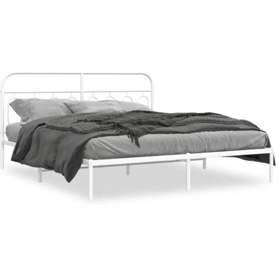 vidaXL Bedframe - 193x203cm - Wit - Metalen bedframe met hoofdbord vidaXL Bedframe - 193x203cm - Wit - Metalen bedframe met hoofdbord