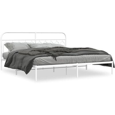Estructura de cama vidaXL 200x200cm blanca con cabecero - Estructura de cama Estructura de cama vidaXL 200x200cm blanca con cabecero - Estructura de cama
