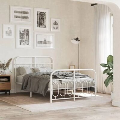 vidaXL Stalen Bedframe - 120x190 cm - Wit - Met hoofdbord & voeteneinde - Bedtype vidaXL Stalen Bedframe - 120x190 cm - Wit - Met hoofdbord & voeteneinde - Bedtype