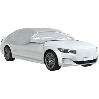 vidaXL Half Autohoes & Haken Waterdicht UV-bescherming Sedan Cover Zilver M PEVA vidaXL Half Autohoes & Haken Waterdicht UV-bescherming Sedan Cover Zilver M PEVA
