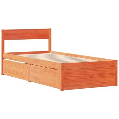 vidaXL Bettgestell mit Schubladen 75x190 cm Rustikal Massivkiefer vidaXL Bettgestell mit Schubladen 75x190 cm Rustikal Massivkiefer