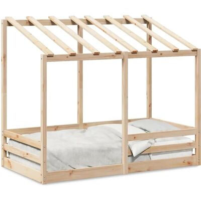 vidaXL Kinderbed 75x190cm Natuurlijke Hout met Dak vidaXL Kinderbed 75x190cm Natuurlijke Hout met Dak