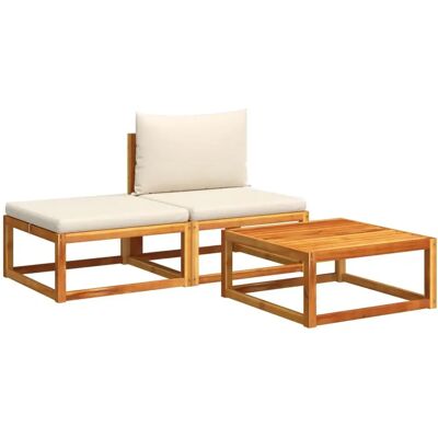 vidaXL Garten 3-teiliges Sofaset - Wetterfestes Akazienholz, Kissen, Modulares Design vidaXL Garten 3-teiliges Sofaset - Wetterfestes Akazienholz, Kissen, Modulares Design