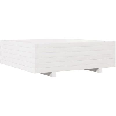 vidaXL Witte tuinplantbak 80x80x26,5 cm Massief dennenhout - Tuinplantbak vidaXL Witte tuinplantbak 80x80x26,5 cm Massief dennenhout - Tuinplantbak