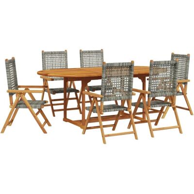 vidaXL Gartenmöbel-Set - Grau - 7-teiliges Esszimmer vidaXL Gartenmöbel-Set - Grau - 7-teiliges Esszimmer