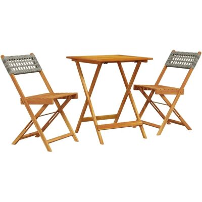 VidaXL Gartenmöbel-Set - 3-teiliges Grau Poly Rattan & Holz VidaXL Gartenmöbel-Set - 3-teiliges Grau Poly Rattan & Holz