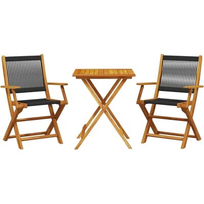 vidaXL Gartenset 3-teilig Schwarz Akazienholz und Polypropylen vidaXL Gartenset 3-teilig Schwarz Akazienholz und Polypropylen