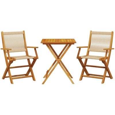 vidaXL Bistro Set 3-teilig Außenbar Set Beige Polypropylen und Massivholz - Bistro Set vidaXL Bistro Set 3-teilig Außenbar Set Beige Polypropylen und Massivholz - Bistro Set