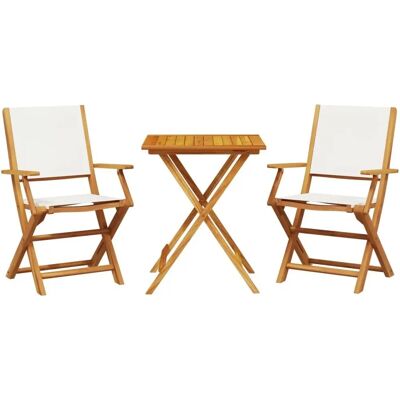 vidaXL 3-osainen bistro-sarja kermavalkoisesta kankaasta ja massiivipuusta - Bistro Set vidaXL 3-osainen bistro-sarja kermavalkoisesta kankaasta ja massiivipuusta - Bistro Set