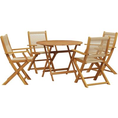 vidaXL 5-teiliges Garten-Esstisch-Set - Massivholz & Polypropylen vidaXL 5-teiliges Garten-Esstisch-Set - Massivholz & Polypropylen