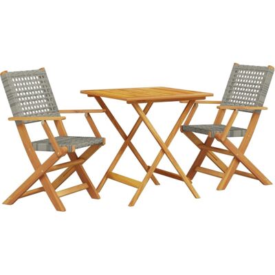 vidaXL 3281851 Outdoor-Möbelset - Grau, 70x75 cm vidaXL 3281851 Outdoor-Möbelset - Grau, 70x75 cm