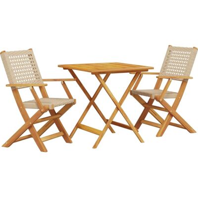 vidaXL 3281852 Gartemöbel-Set - Robustes Akazienholz, wetterfestes Poly Rattan, klappbarer Tisch und Stühle vidaXL 3281852 Gartemöbel-Set - Robustes Akazienholz, wetterfestes Poly Rattan, klappbarer Tisch und Stühle