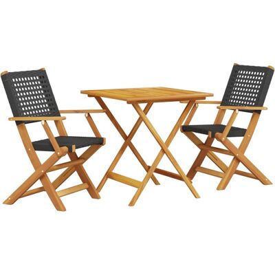 vidaXL Gartenmöbel-Set - 3-teilig Schwarz Poly Rattan & Massivholz vidaXL Gartenmöbel-Set - 3-teilig Schwarz Poly Rattan & Massivholz