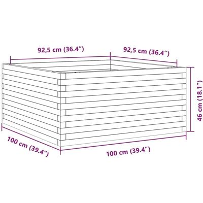vidaXL Tuinbak White - Massief dennenhout 100x100x46 cm vidaXL Tuinbak White - Massief dennenhout 100x100x46 cm