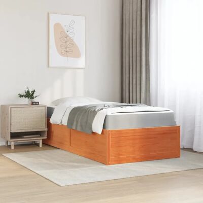 vidaXL Bett mit Matratze Wachsbraun 100x200 cm - Bettart vidaXL Bett mit Matratze Wachsbraun 100x200 cm - Bettart