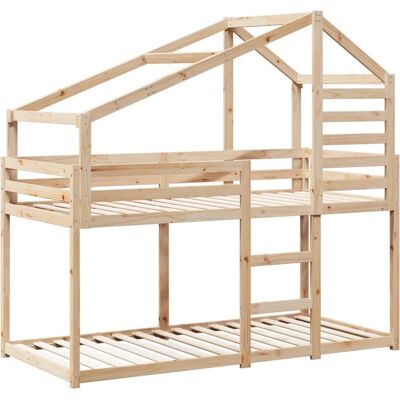 vidaXL Kinder-Hochbett mit Dach - Massives Kiefernholz, 80x200cm vidaXL Kinder-Hochbett mit Dach - Massives Kiefernholz, 80x200cm