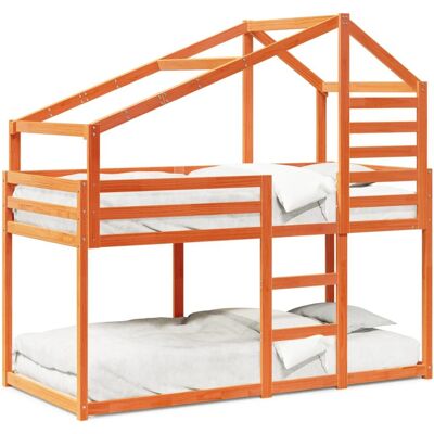 vidaXL Etagenbett mit Dach - Kinder Stockbett aus Massivholz - 90x190 cm vidaXL Etagenbett mit Dach - Kinder Stockbett aus Massivholz - 90x190 cm
