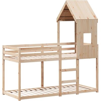 vidaXL Weißes Etagenbett mit Dach - Kinderbett Raumwunder vidaXL Weißes Etagenbett mit Dach - Kinderbett Raumwunder
