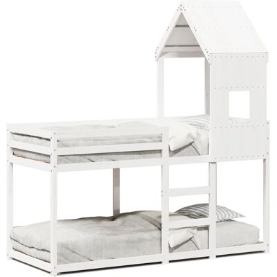 vidaXL Hochbett mit Dach - Kinderbett aus Massivkiefer vidaXL Hochbett mit Dach - Kinderbett aus Massivkiefer
