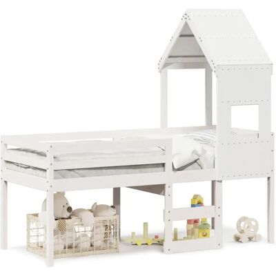 vidaXL Weißes Hochbett mit Dach - Bett vidaXL Weißes Hochbett mit Dach - Bett