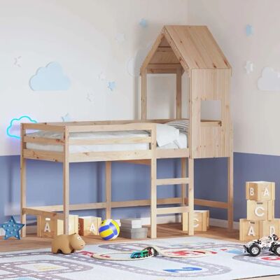 VidaXL Hochbett mit Leiter und Massivdach - Bett VidaXL Hochbett mit Leiter und Massivdach - Bett