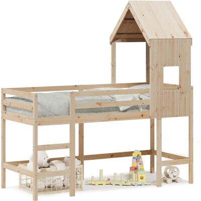 vidaXL Massives Kiefernhochbett mit Leiter - Kinderzimmer Platzsparend vidaXL Massives Kiefernhochbett mit Leiter - Kinderzimmer Platzsparend