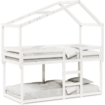 vidaXL Weißes Etagenbett mit Dach - Bett vidaXL Weißes Etagenbett mit Dach - Bett