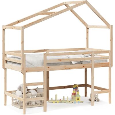 VidaXL Massiv Kiefer Hochbett mit Leiter & Dach - Bett VidaXL Massiv Kiefer Hochbett mit Leiter & Dach - Bett