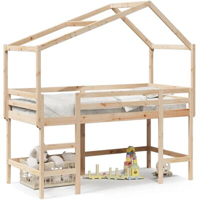 VidaXL Hochbett mit Leiter und Dach 90x190cm - Kindersicheres Raumspartbett VidaXL Hochbett mit Leiter und Dach 90x190cm - Kindersicheres Raumspartbett