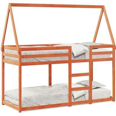 vidaXL Etagenbett mit Dach - Kinderbett aus Massivholz Kiefer vidaXL Etagenbett mit Dach - Kinderbett aus Massivholz Kiefer